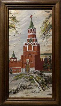 Спасская башня Кремля Артикул 6016 Художник Марина Гаврилова 15Х25 Береста, Темпера Цена 25000р.