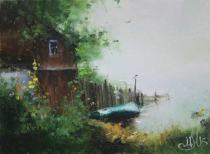 У дома Артикул 4008 Художник Игорь Медведев 30Х40 Холст, масло, Цена 15000р. 2017 год