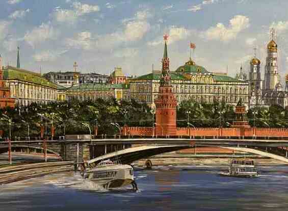 Идеи для подарков, куплю пейзаж набережная, куплю пейзаж Кремль, Интересная идея для подарка, купить городской пейзаж, купить пейзаж Москва,  купить подарок
